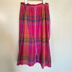 LizSport 100% Cotton Vibrant Plaid Skirt